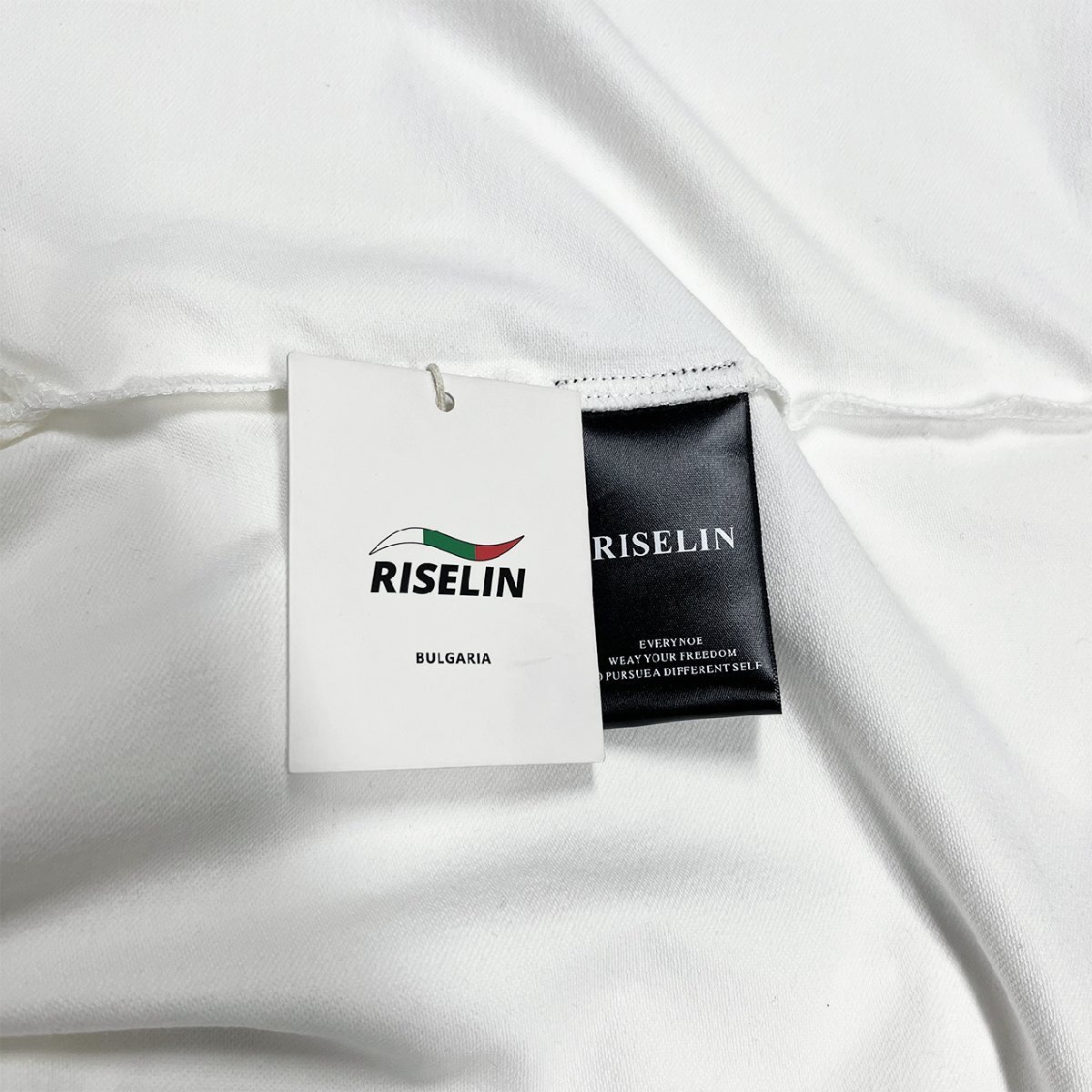 高級ヨーロッパ製※定価2万◆ブルガリア発※RISELIN 半袖Tシャツ コットン100％ ソフト 薄手 無地 別布 スウェット ベーシック デイリー XL_画像9