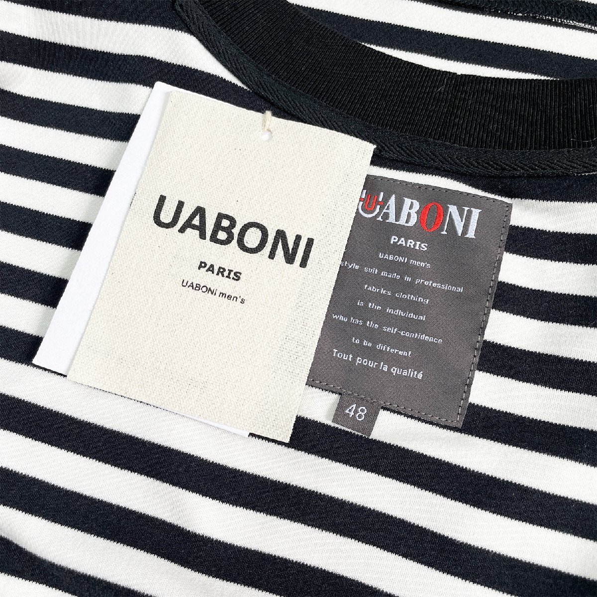 最高級EU製＆定価2万◆UABONI*Paris*半袖Tシャツ*ユアボニ*パリ発◆上質 薄手 通気 柔らかい ボーダー柄 ハート トップス スウェット 夏2XL_画像9