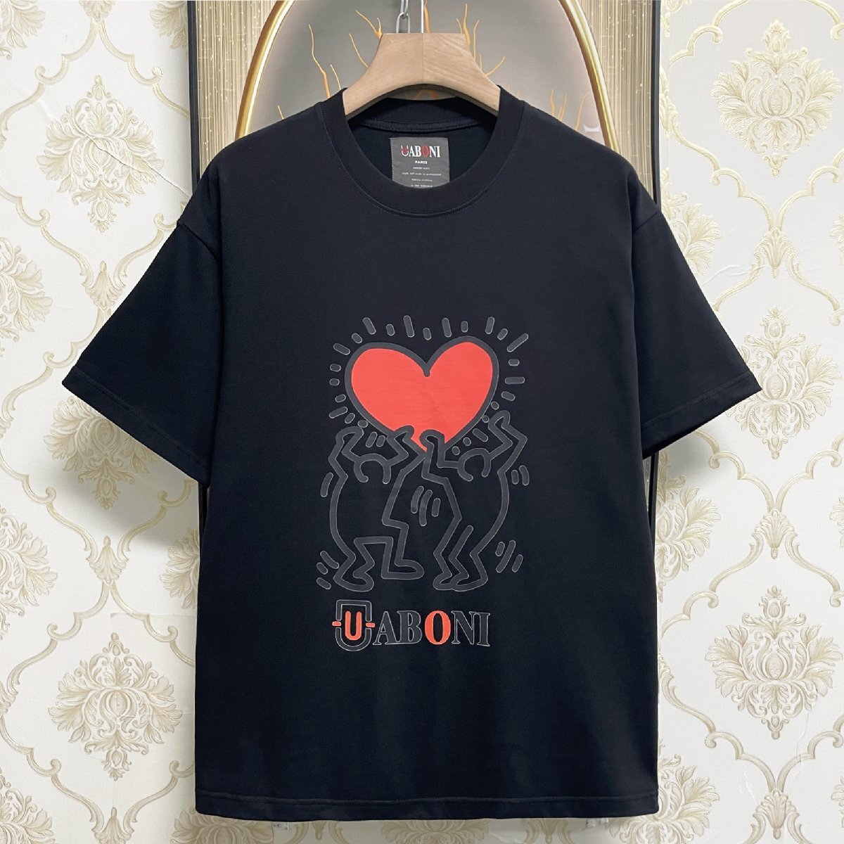 人気EU製＆定価2万◆UABONI*Paris*半袖Tシャツ*ユアボニ*パリ発◆綿100% 快適 吸汗 個性 カットソー スウェット カップル 男女兼用 2XL_画像1