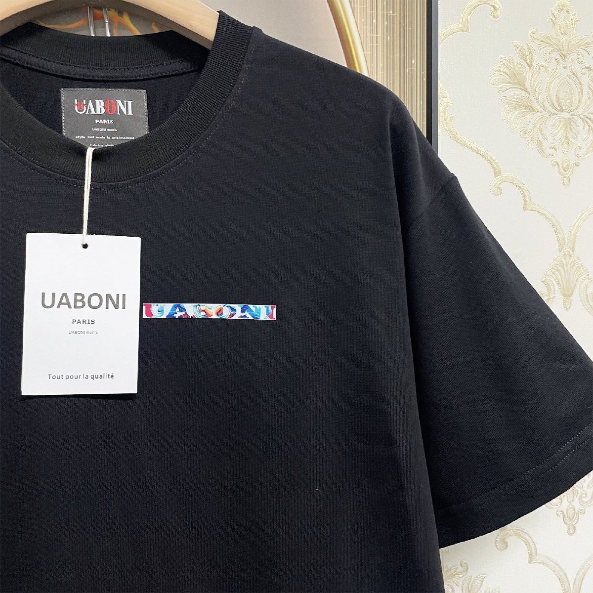 個性EU製＆定価2万◆UABONI*Paris*半袖Tシャツ*ユアボニ*パリ発◆上品 コットン100％ 通気 吸汗 遊び心 カットソー ストリート 夏 L/48_画像8