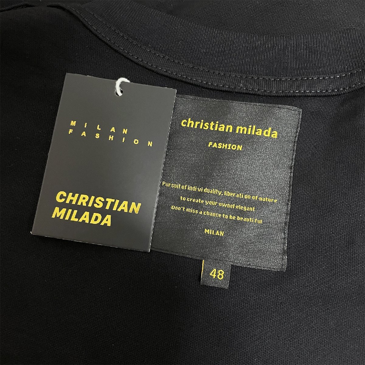 定価2万★christian milada・ミラノ発・半袖Tシャツ★高級 コットン100％ 速乾 通気 スウェット アメカジ カッコイイ スタイリッシュ M/46_画像8