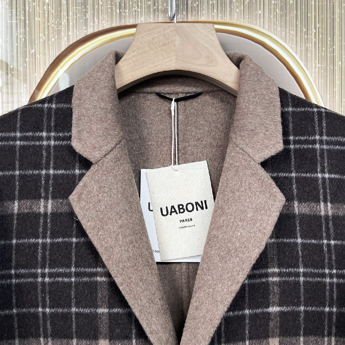 最高峰EU製＆定価7万◆UABONI*Paris*テーラードジャケット*ユアボニ*パリ発◆上級カシミヤ 暖かさ ソフト チェック柄 ビジネス 紳士 XL/50_画像4