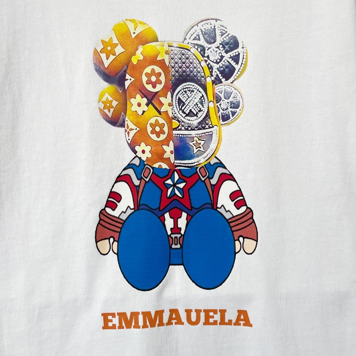 個性・半袖Tシャツ 定価2万◆Emmauela・イタリア・ミラノ発◆米国綿 快適 薄手 モノグラム おしゃれ ベアブリック/Bearbrick 2XL/52サイズ_画像3