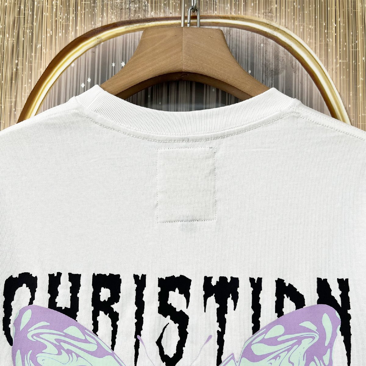 定価2万★christian milada・ミラノ発・半袖Tシャツ★コットン100％ 薄手 通気 爽やか 個性 蝶柄 カットソー ストリート 男女兼用 2XL/52_画像5