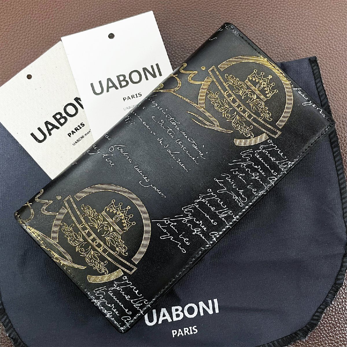 特注限定品 定価17万◆UABONI*ユアボニ*二つ折り長財布*EU製◆カリグラフィー ゴールデンパティーヌ 手染 本革 カーフスキン ベルルッティ_画像2