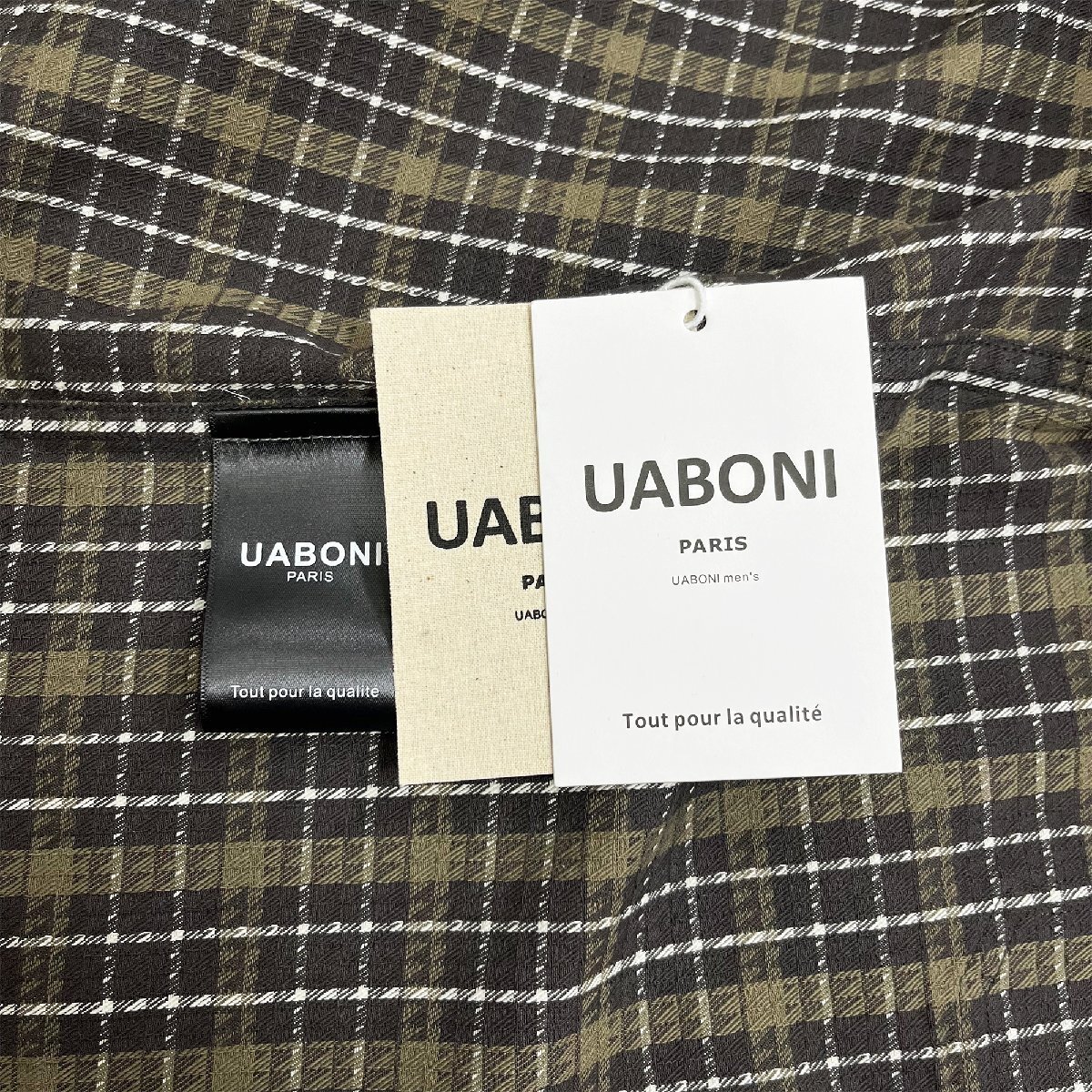 定番EU製＆定価4万◆UABONI*Paris*長袖シャツ*ユアボニ*パリ発◆上品 洗練 耐久 チェック柄 トレンド ライトアウター デイリー 春夏 XL_画像10