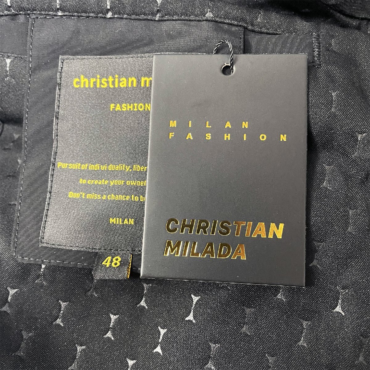 定価6万★christian milada・ミラノ発・ジャケット★高級 防風 洗練 無地 英字柄 ブルゾン マウンテンパーカ アウター 通勤 紳士 M/46_画像8