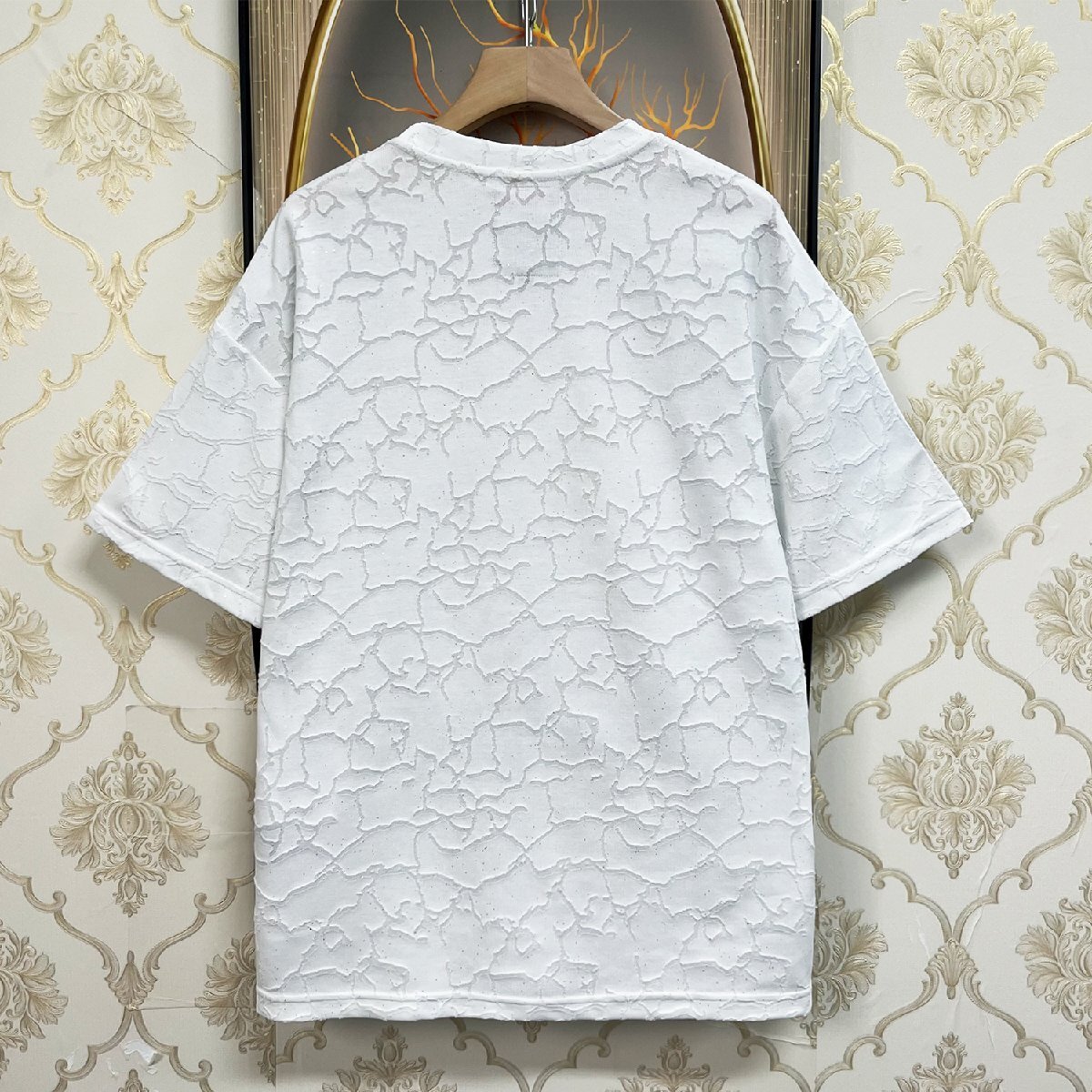 絶賛EU製＆定価2万◆UABONI*Paris*半袖Tシャツ*ユアボニ*フランス◆快適 薄手 個性 総柄 キラキラ チェーン カットソー スウェット 街着 XL_画像2