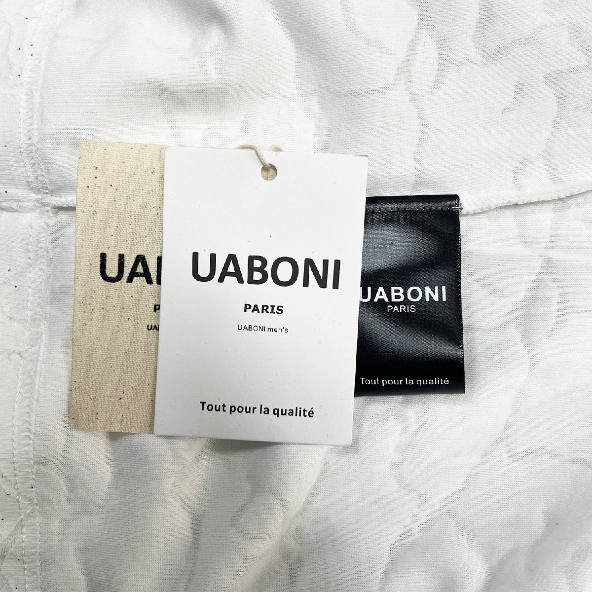 絶賛EU製＆定価2万◆UABONI*Paris*半袖Tシャツ*ユアボニ*フランス◆快適 薄手 個性 総柄 キラキラ チェーン カットソー スウェット 街着 XL_画像9