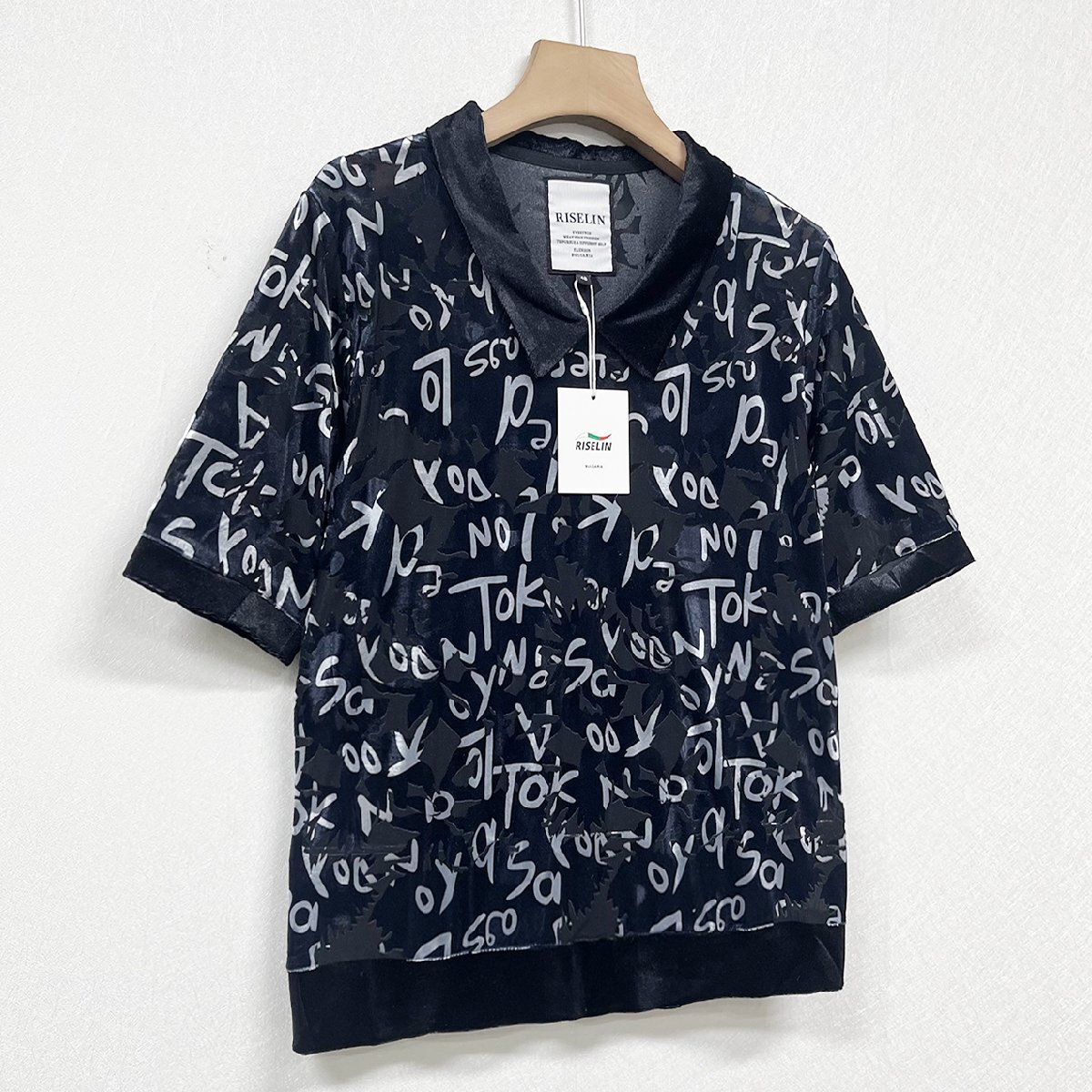  new work Europe made * regular price 2 ten thousand * BVLGARY a departure *RISELIN short sleeves T-shirt thin speed .... piece . folding collar tops sweat summer clothing lady's M