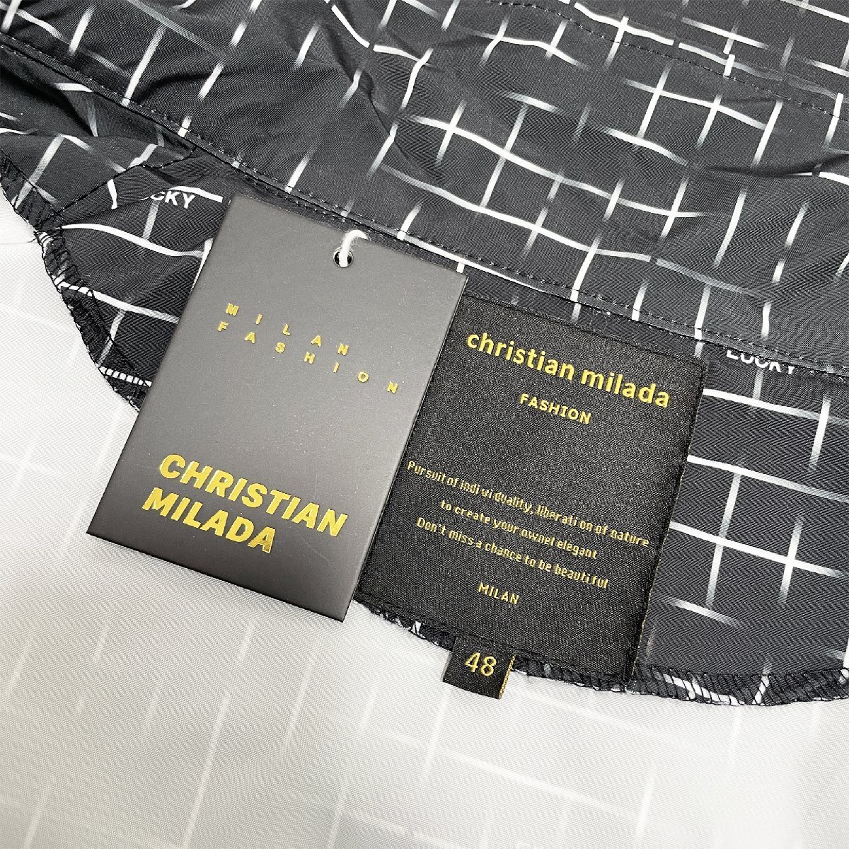 定価7万★christian milada・ミラノ発・上下セット★上品 薄手 軽量 頑丈 総柄 半袖シャツ ショートパンツ シック レジャー メンズ 夏 L/48_画像10