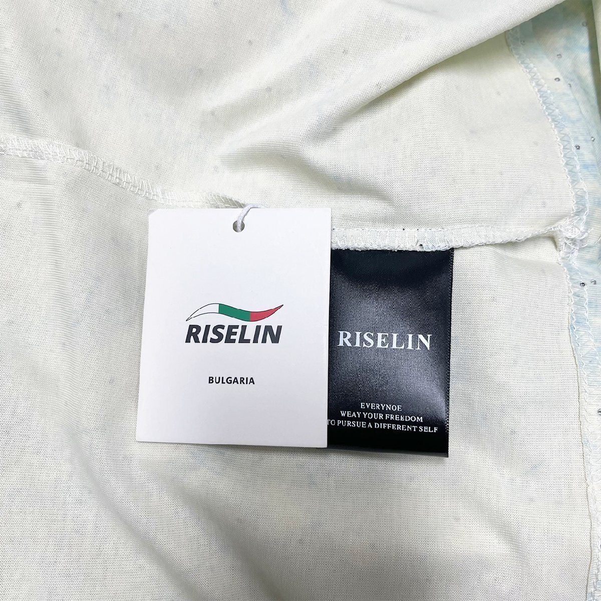 個性ヨーロッパ製※定価2万◆ブルガリア発※RISELIN 半袖Tシャツ 上質綿100％ 薄手 お洒落 ゆったり キラキラ ラインストーン ストリート M_画像9