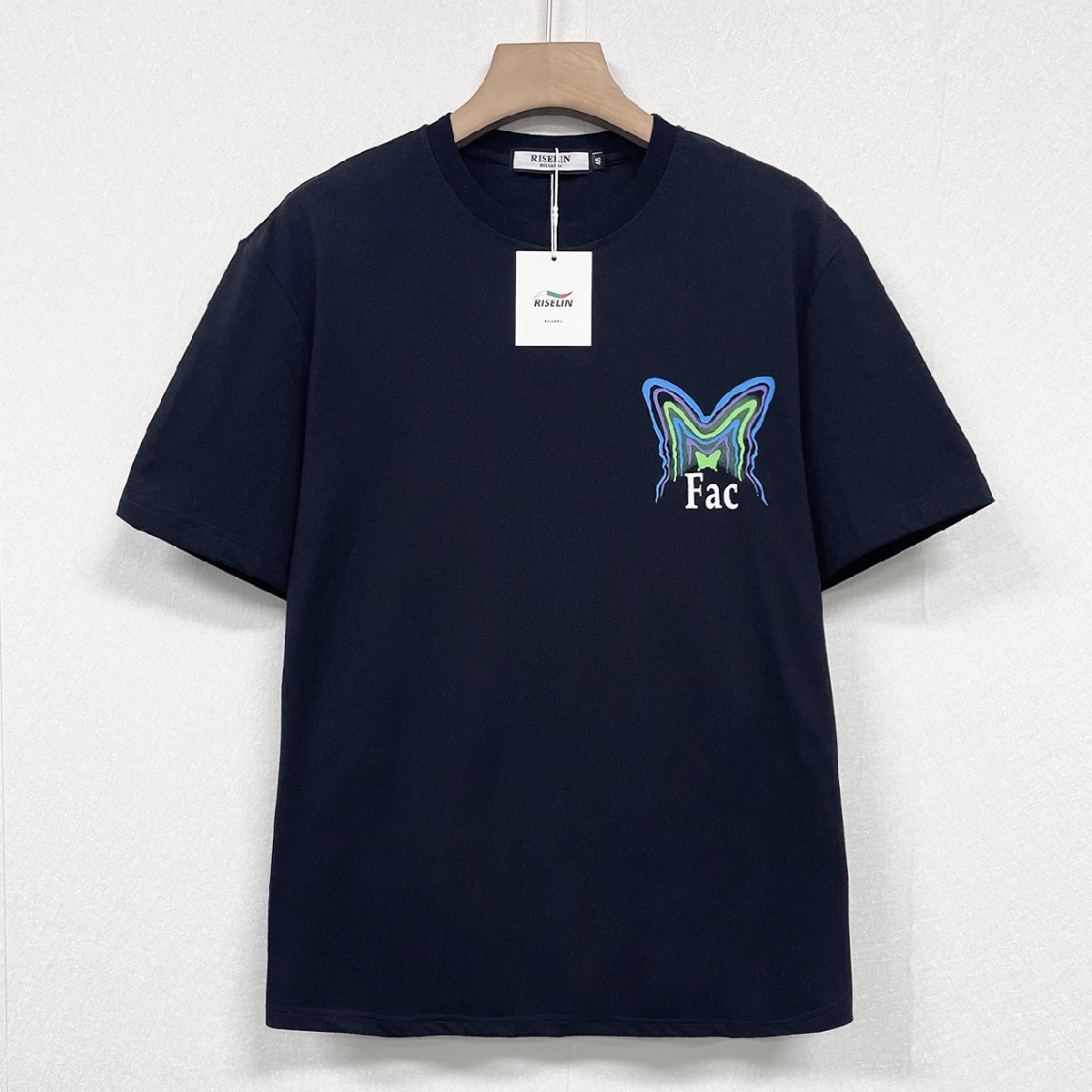 個性ヨーロッパ製※定価2万◆ブルガリア発※RISELIN 半袖Tシャツ 上質 綿100％ 通気 ソフト オシャレ 蝶柄 カットソー ストリート 街着 2XL_画像2