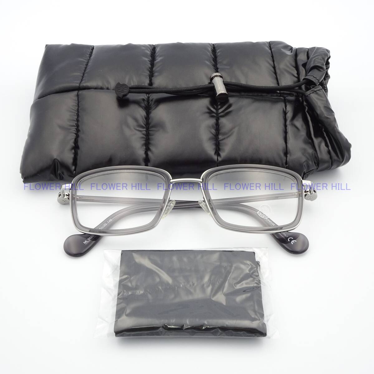 新品・送料無料】 モンクレール MONCLER メガネ スクエア クリアグレー ML5026 020 イタリア製 メンズ レディース めがね 眼鏡