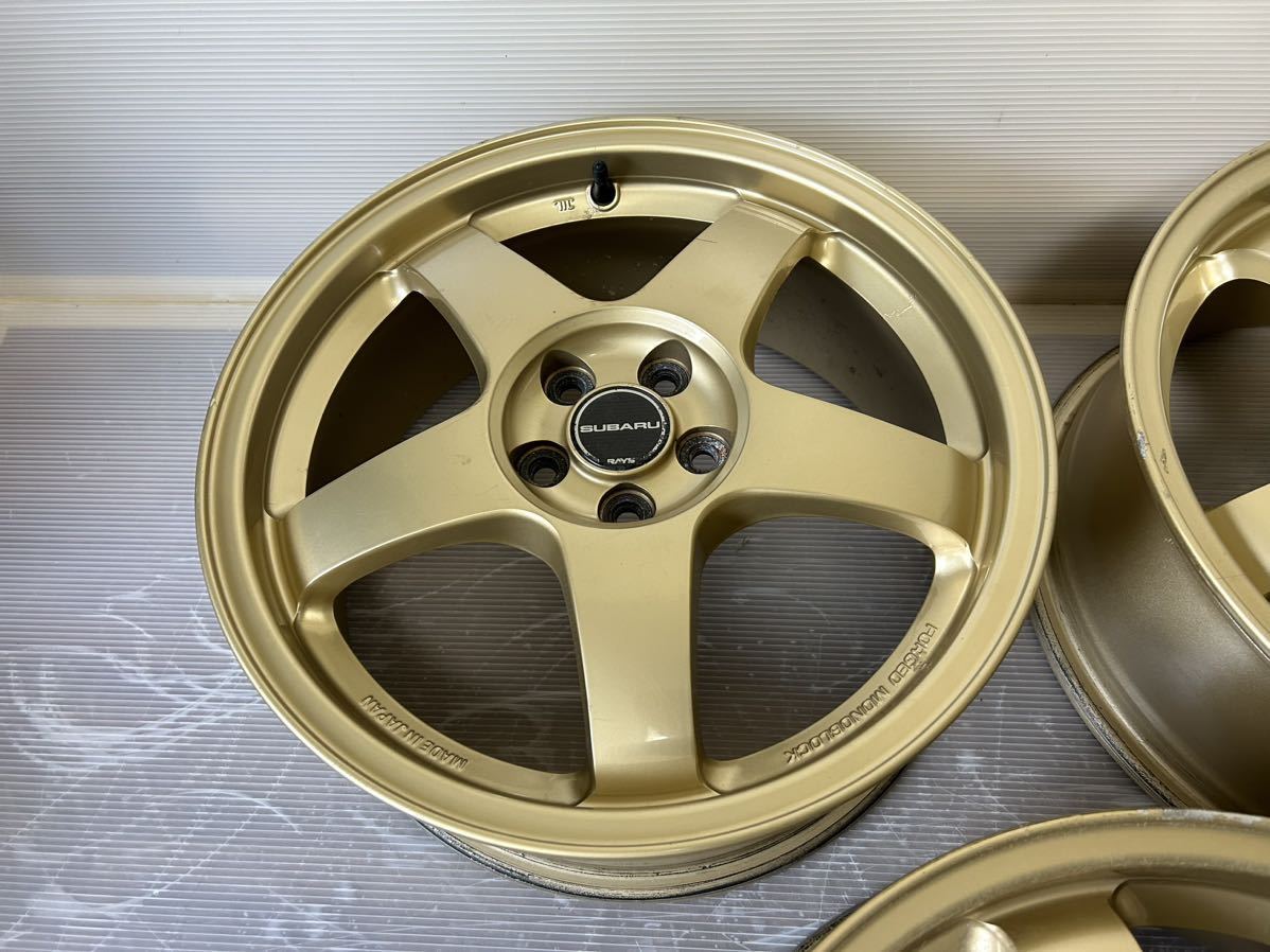 RAYS FORGED MONOBLOCK スバル インプレッサ 純正 オプション JAPAN 17インチ 17x7JJ +55 100/5H 中古3本 レイズ RE B51 鍛造 ホイール_画像4