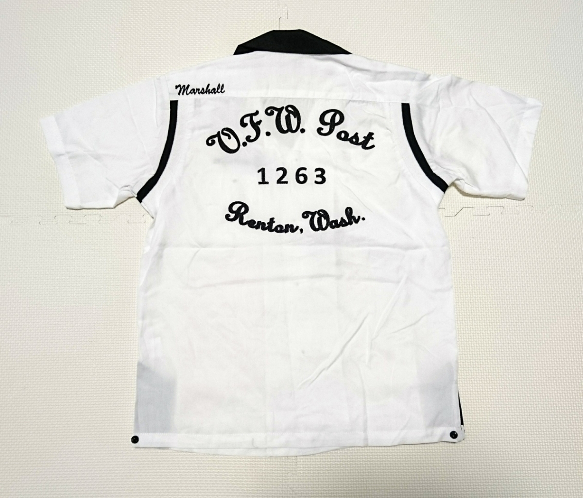 1 新品 HOUSTON ヒューストン M ボーリングシャツ ボウリングシャツ ピンボタン ツートン チェーンステッチ刺繍