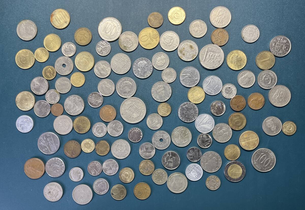 1円スタート　古銭　硬貨　古い硬貨　外国コイン　イギリス　タイ　スエーデン　メキシコ　ドイツ　オランダ　約500g　まとめ_画像1