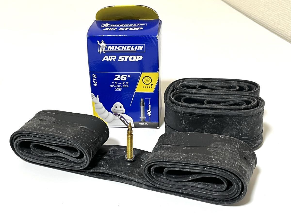 【送料無料特価】26インチMTB用仏式チューブMichelin AIR STOP C4 26×1.5-2.5 バルブ長40mm 新品2個セットの画像1