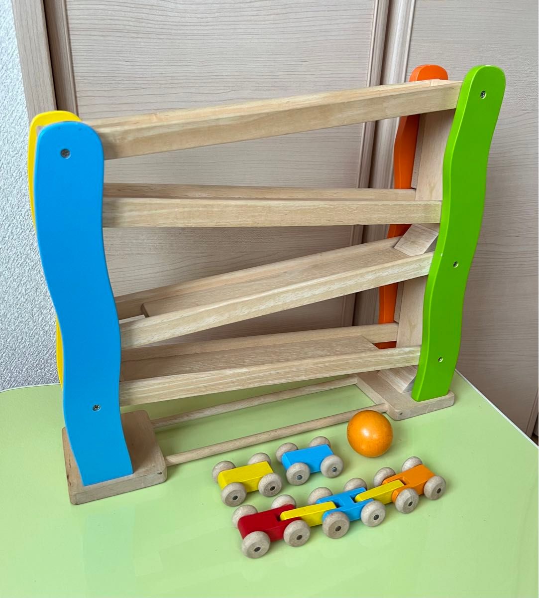 木のおもちゃ 知育玩具　スロープトイ　安全設計　トレインカースロープ