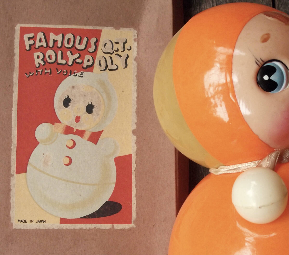 ビンテージ セルロイド 起き上がりこぼし 日本製 赤ちゃん 幼児 玩具 FAMOUS Q.T. ROLY POLY 昭和 レトロ ガラガラ 育児 ベビー用品_画像10