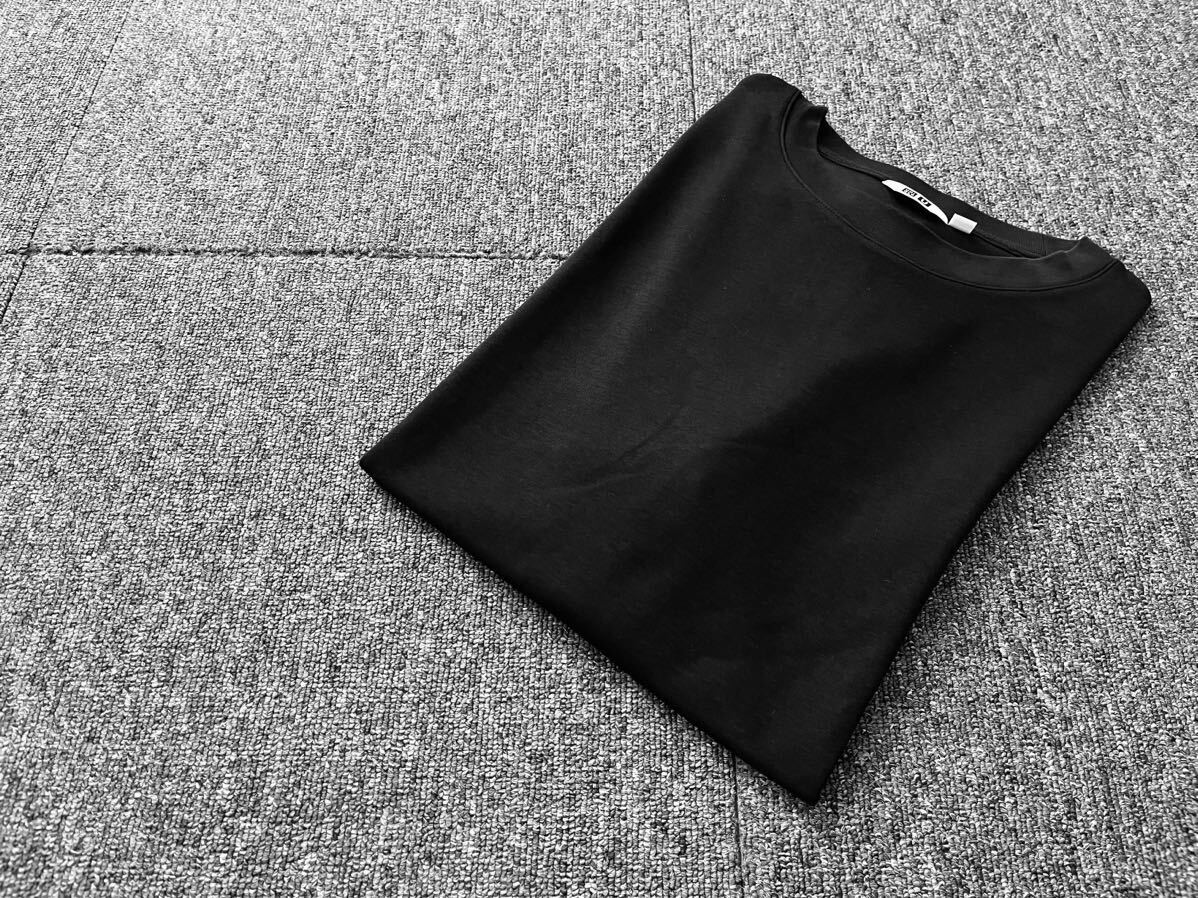 [L] UNIQLO U エアリズム コットン オーバーサイズ Tシャツ (5分袖) ブラック ユニクロ AIRism_画像2