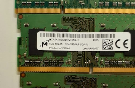 L0501-01 PC memory 3 pieces set Micron PC3L-14900S(DDR3)×1 PC4-3200A(DDR4)×1 PC4-2666V(DDR4)×1 each 4GB total 12GB
