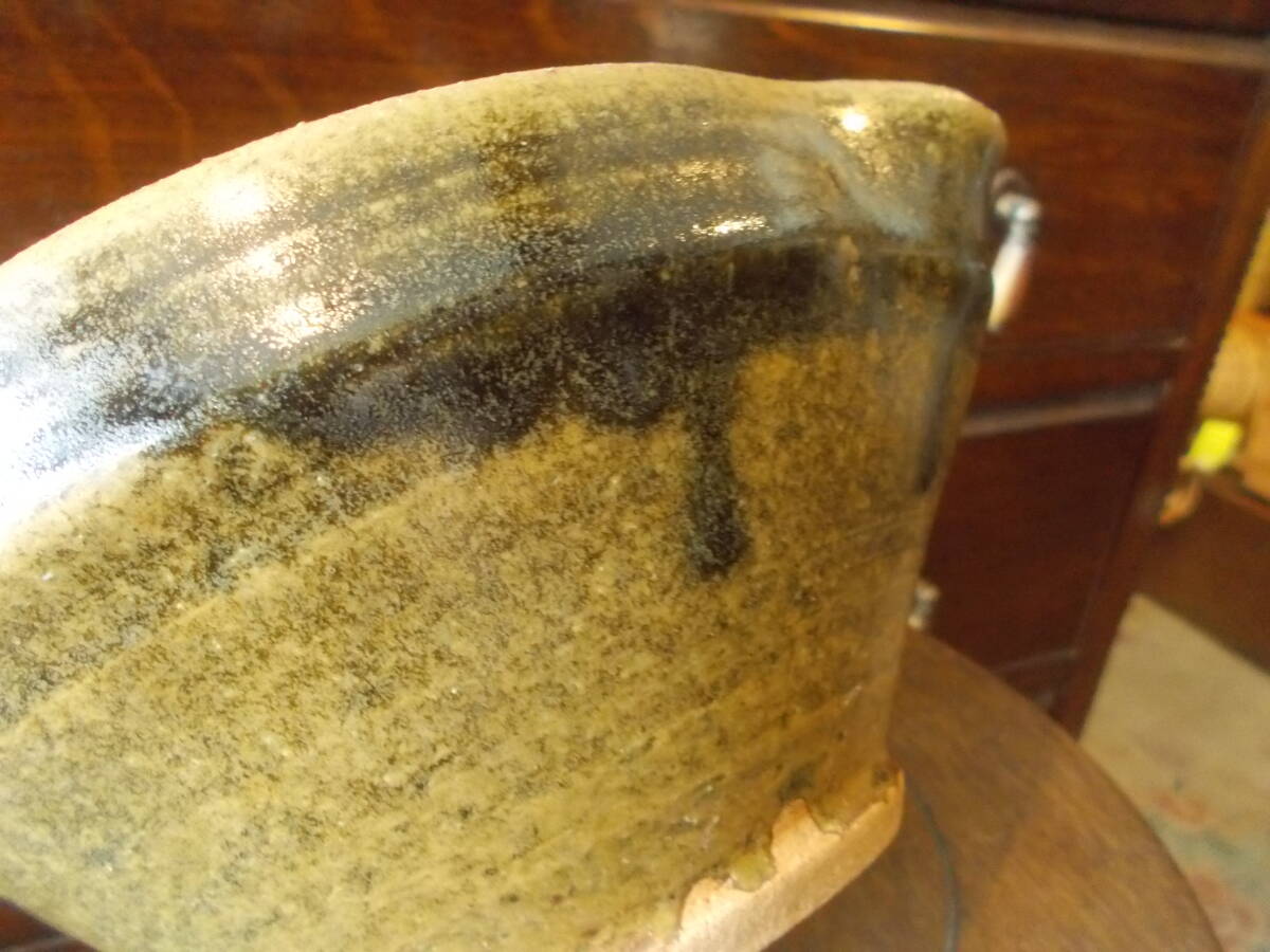 すり鉢 片口 深いグリーンの釉薬 味のある器 古民具 古道具 小道具 _画像4