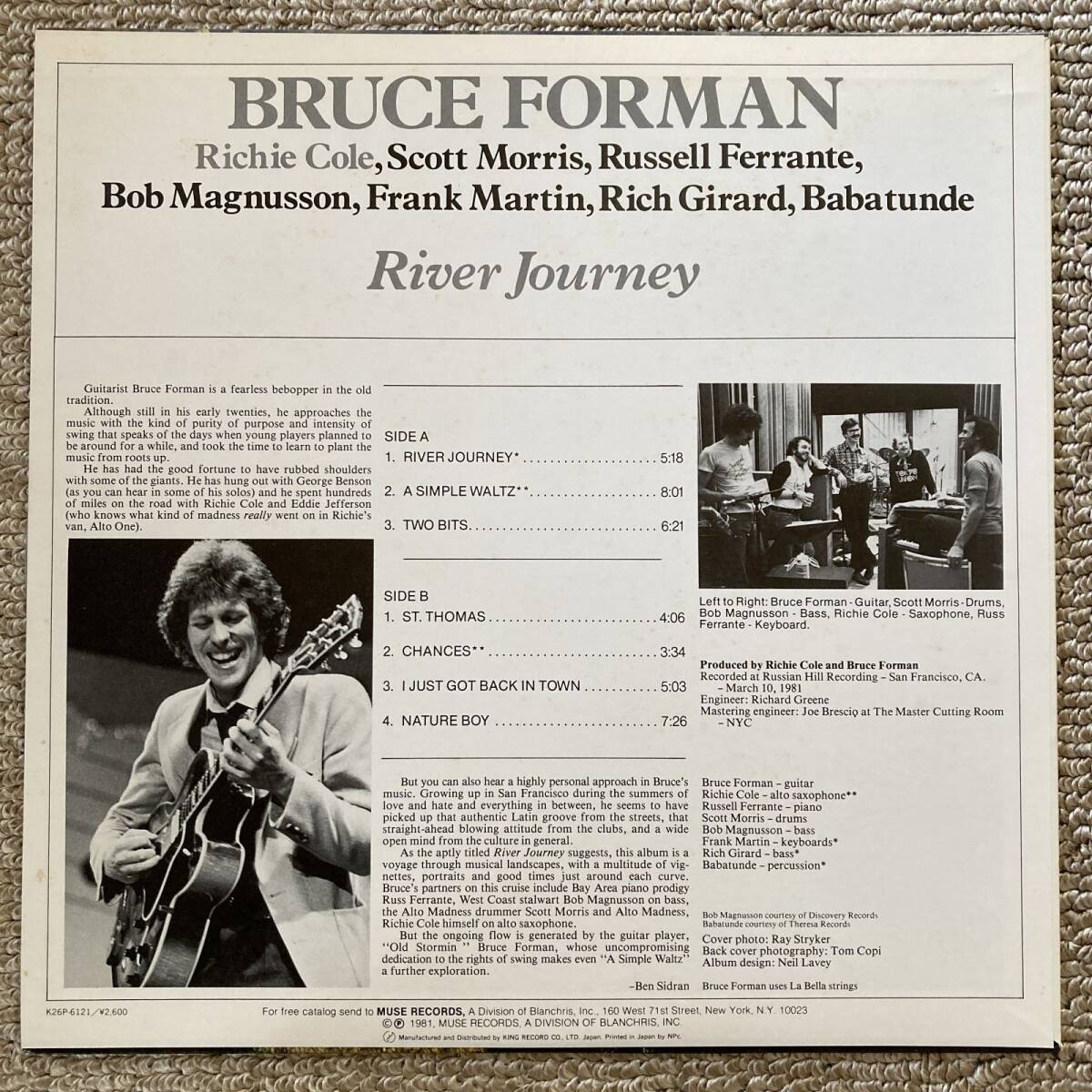 LP【国内盤・美品】Bruce Forman- River Journey / K26P-6121_画像2
