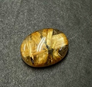 [ rare ] finest quality large grain 10A Taichi n rutile quartz sun rutile kaboshon loose 18×13mm very thick gold needle 1 jpy ~