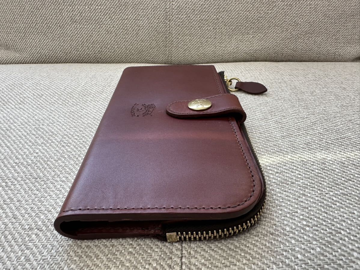  new goods IL BISONTE long wallet Il Bisonte rhinoceros freon g wallet leather Brown red tea color tongue change purse . cow leather C0782 MVA Conti .