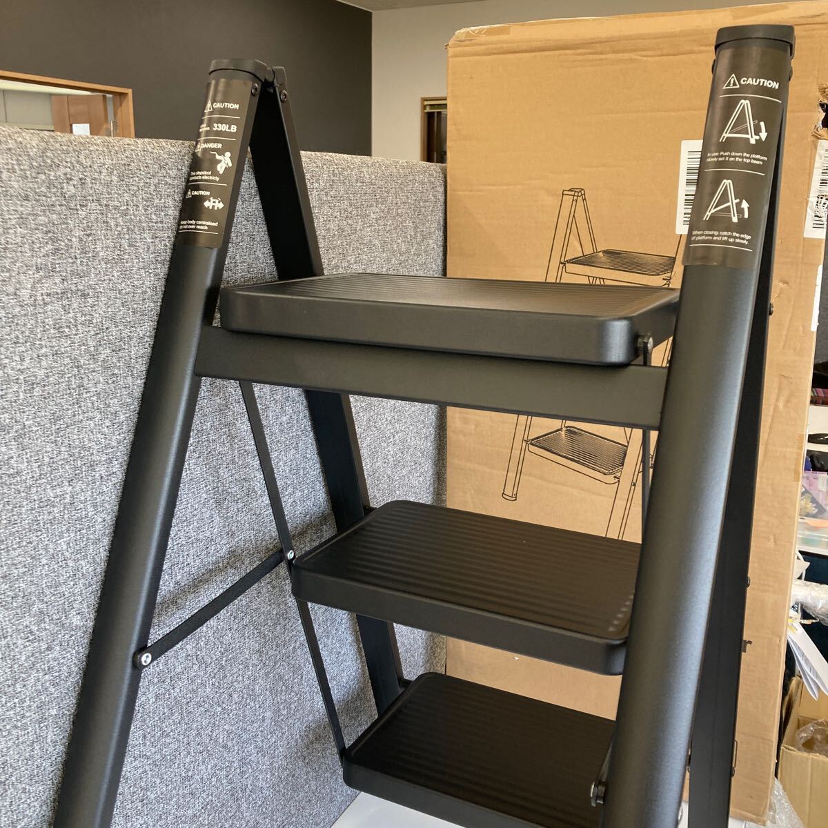 0605c1707 Double Elite stepladder 3 step folding step‐ladder iron material light weight safety slip prevention attaching stylish step stool ladder ** including in a package un- possible **