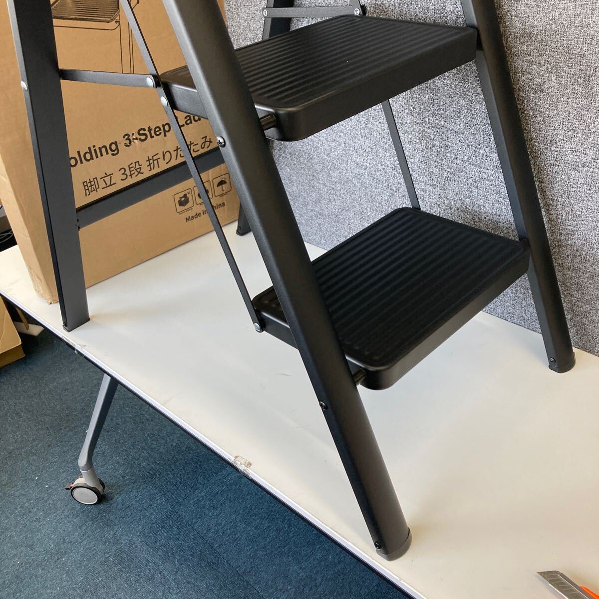 0605c1707 Double Elite stepladder 3 step folding step‐ladder iron material light weight safety slip prevention attaching stylish step stool ladder ** including in a package un- possible **