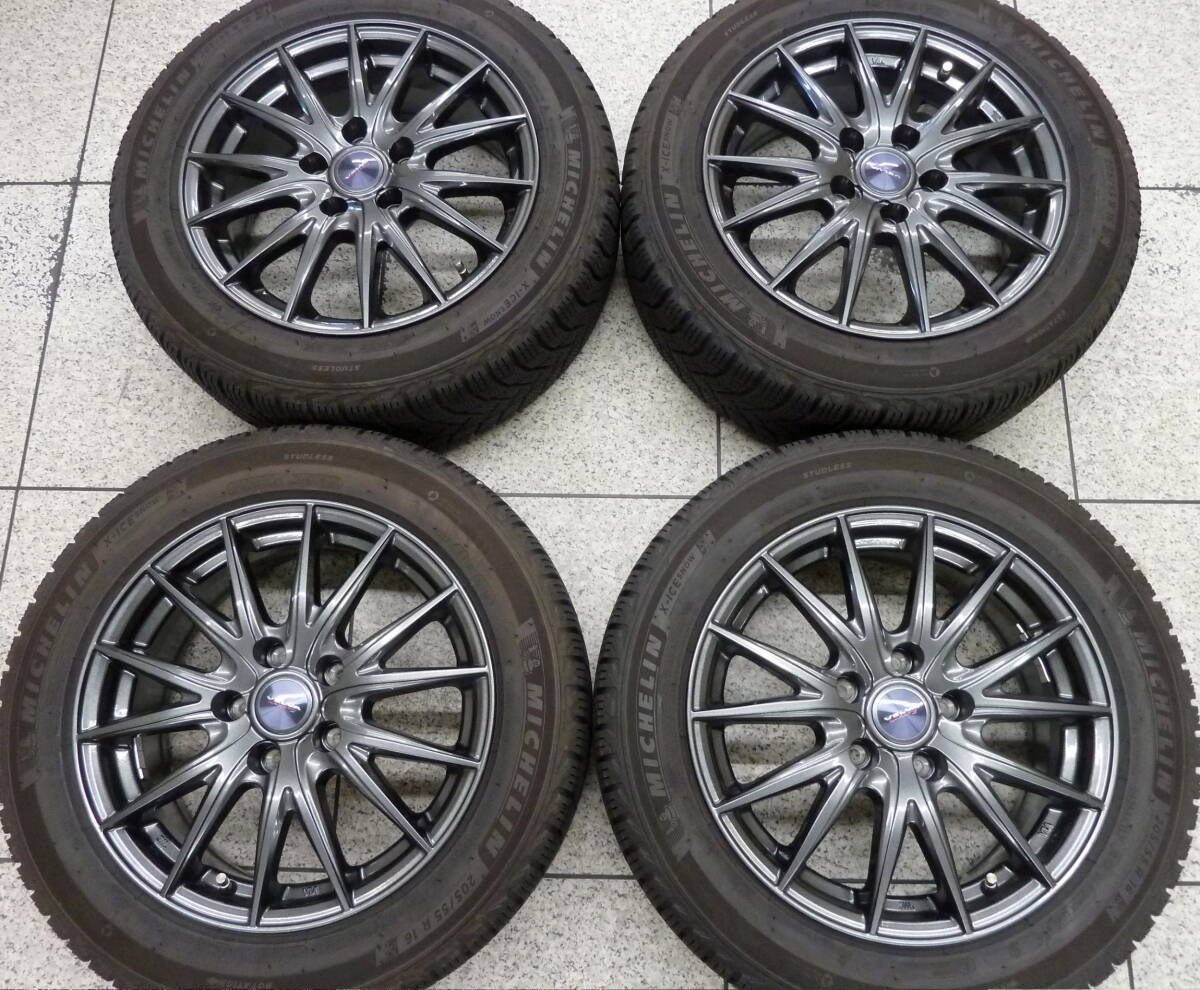 ●●2405-Nn30LL weds VELVA SPORTS 6.5J 16in +40 PCD114.3 2021年製 X-ICE SNOW 205/55R16 4本set ルミオン オーリス リーフ シルビア等_画像1