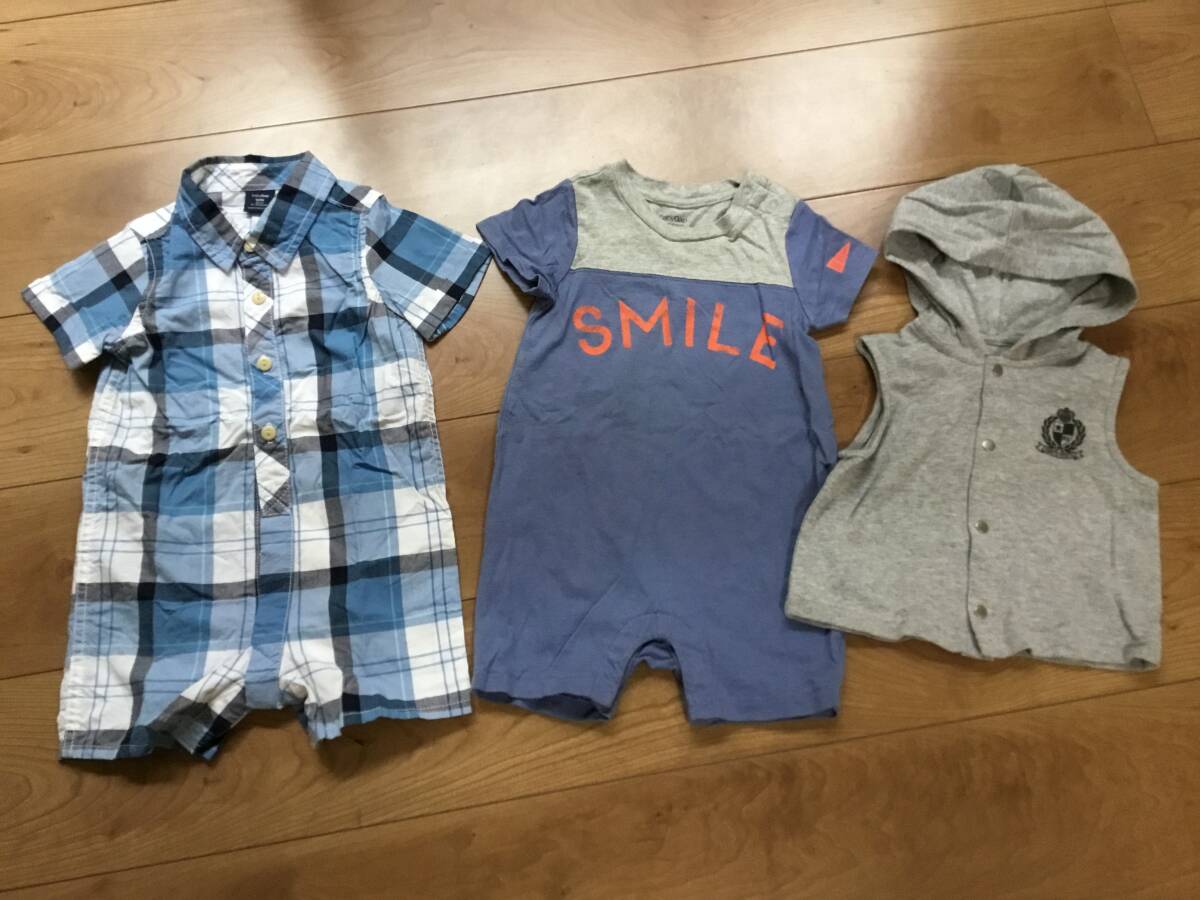 ♪半袖　カバーオール　2点・フード付きベスト　3点セット　80サイズ　　baby Gap・COMME CA FOSSETTE♪_画像1