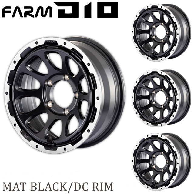 Motor Farm (モーターファーム) FARM D10 (ファーム ディ テン) 16x6.0J 5H/139.7　-5 マットブラック ＤＣリム ４本セット_画像1