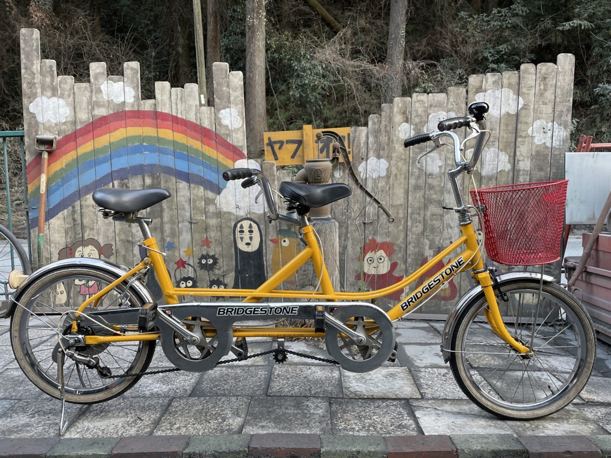 【861】２人乗り　タンデム自転車 　ブリヂストン　外装3段　 ※未整備ですが乗れました。 引取り/手渡し限定・発送不可/自社配送可_画像1