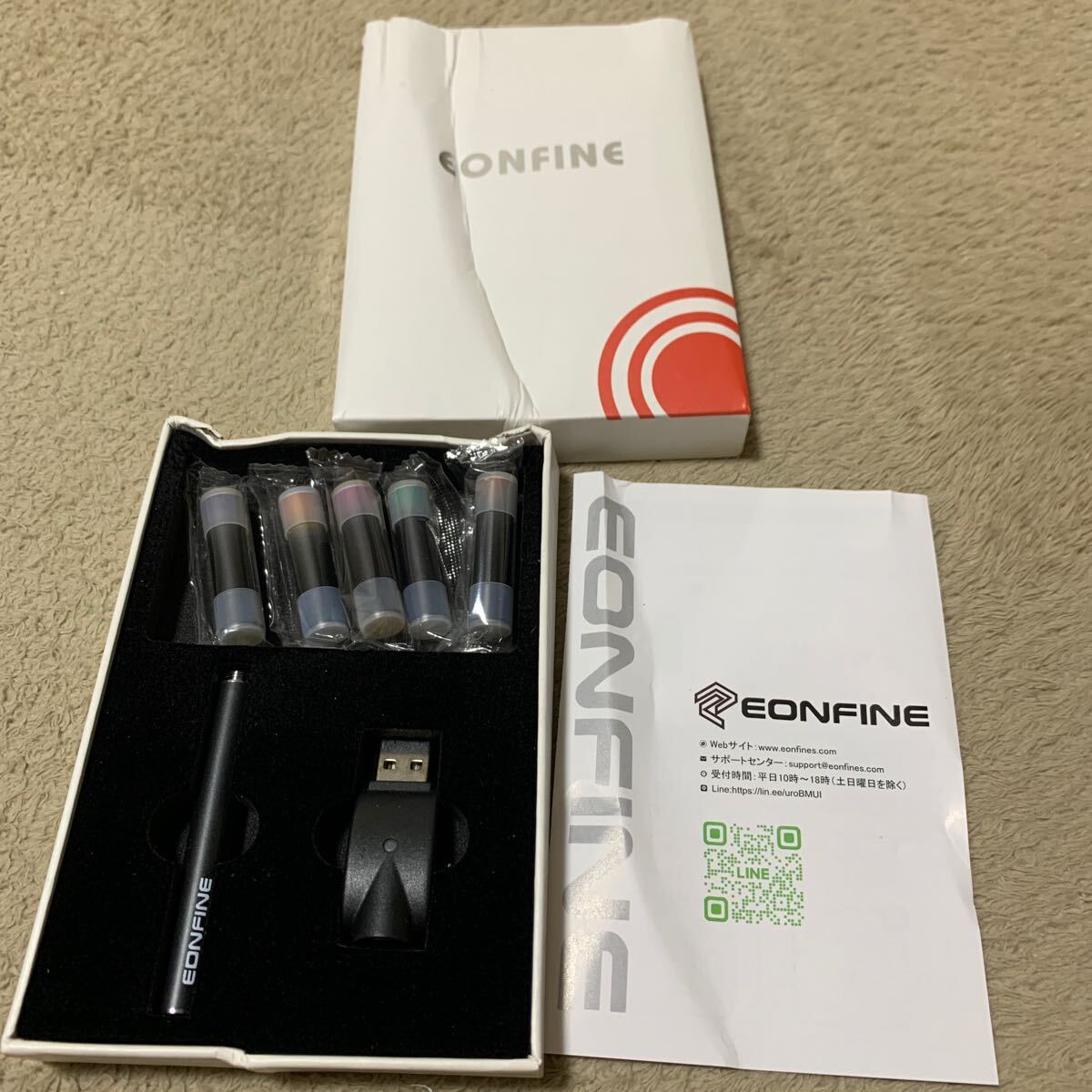 605t1631☆ Eonfine 電子タバコ ベイプ vape スターターキット カートリッジ付き 禁煙パイポ 水蒸気タバコ 禁煙グッズ ニコチン無し グレー