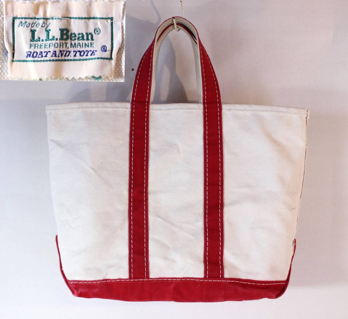 【2024】お歳暮・冬ギフト 80's トートバッグ L.L.BEAN 【送料無料】■ 2色 ビンテージ 丁度いいサイズ 間口約42cm 耳付 2 赤 レッド エルエルビーン ギザタグ その他