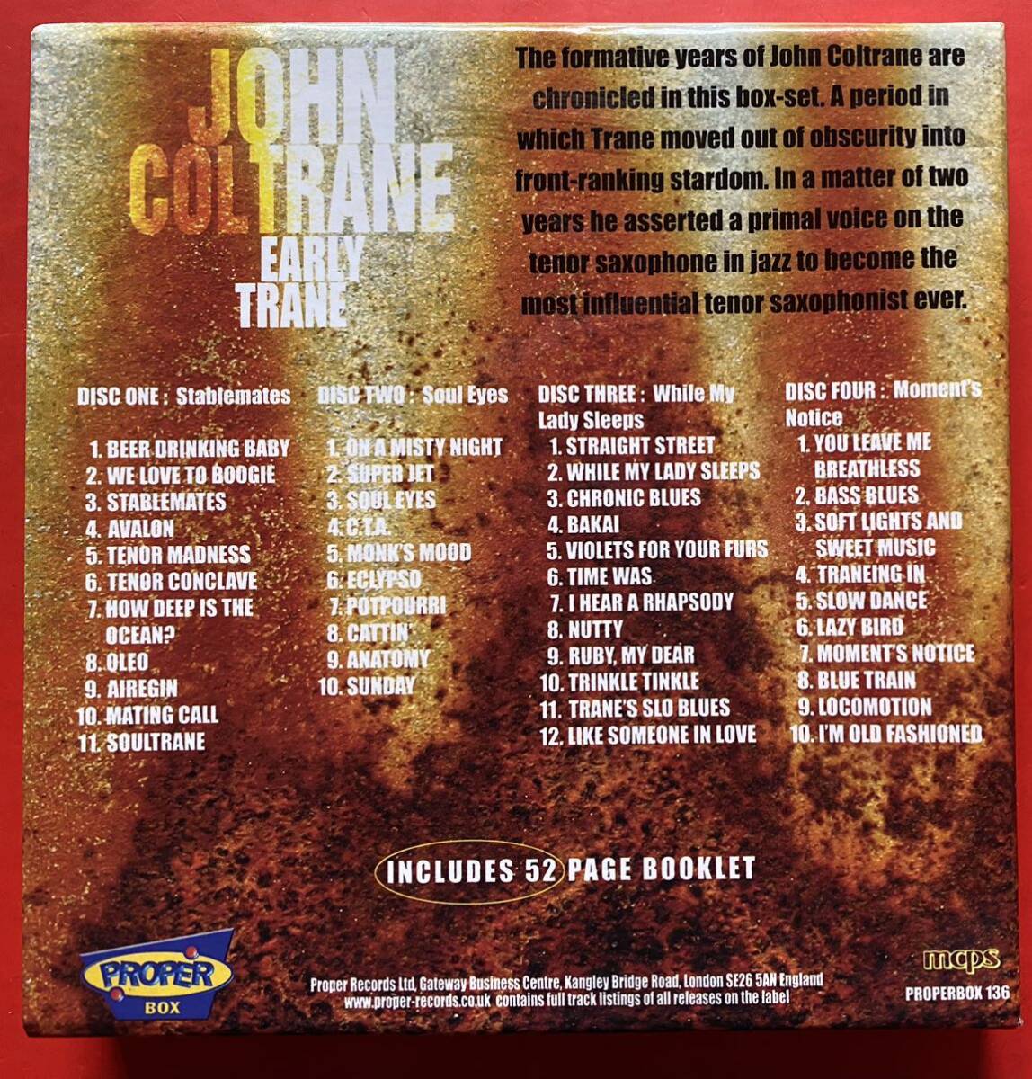 【美品4CD】JOHN COLTRANE「EARLY TRANE」ジョン・コルトレーン 輸入盤 [02070341]_画像2