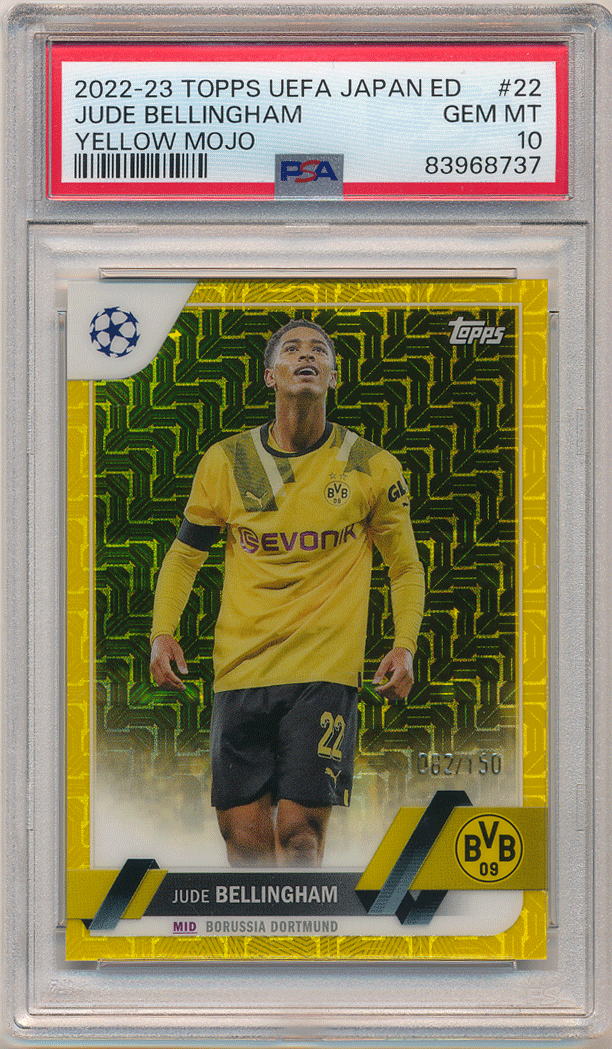 Jude Bellingham 2022-23 Topps UEFA Japan Yellow Mojo 150枚限定 PSA 10 完璧 イエローモジョリフラクター ジュード・ベリンガムの画像1