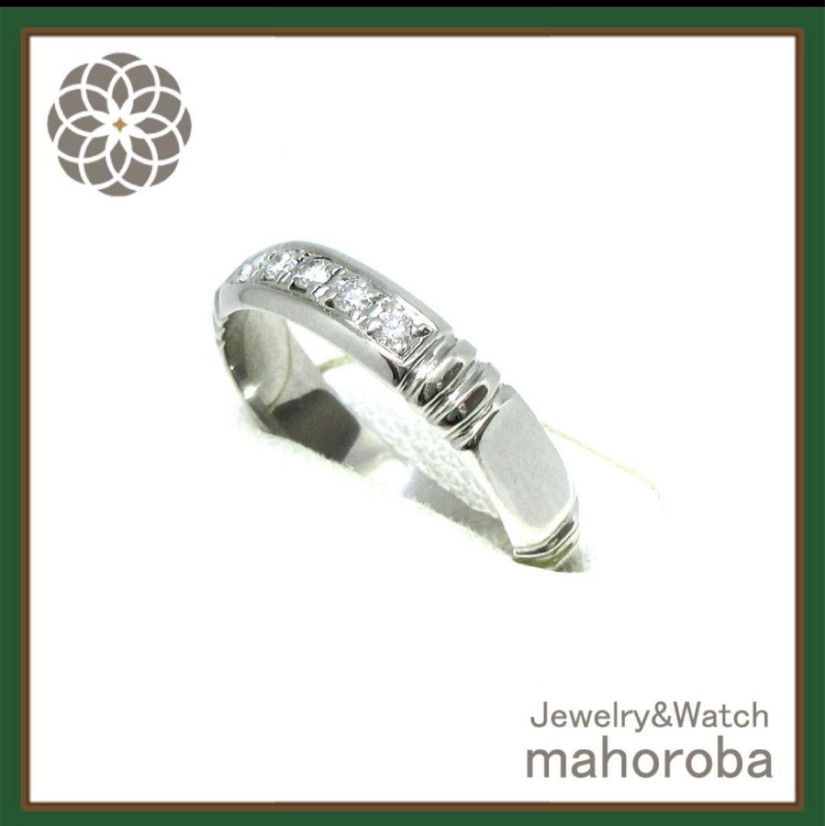 美品☆天然ダイヤ デザインリング PT900 プラチナ レディース 指輪