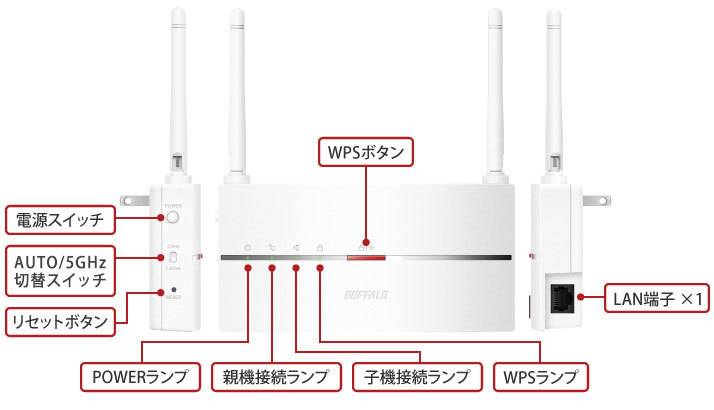 ★送料無料★美品【BUFFALO　Wi-Fi中継機　11ac 866+300Mbps】ハイパワーモデル 無線LAN中継器 WEX-1166DHP2 コンセント/据え置き対応