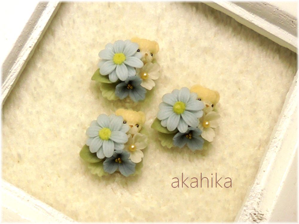 akahika* полимерная масса для моделирования цветок детали *.... букет * Дэйзи * голубой 