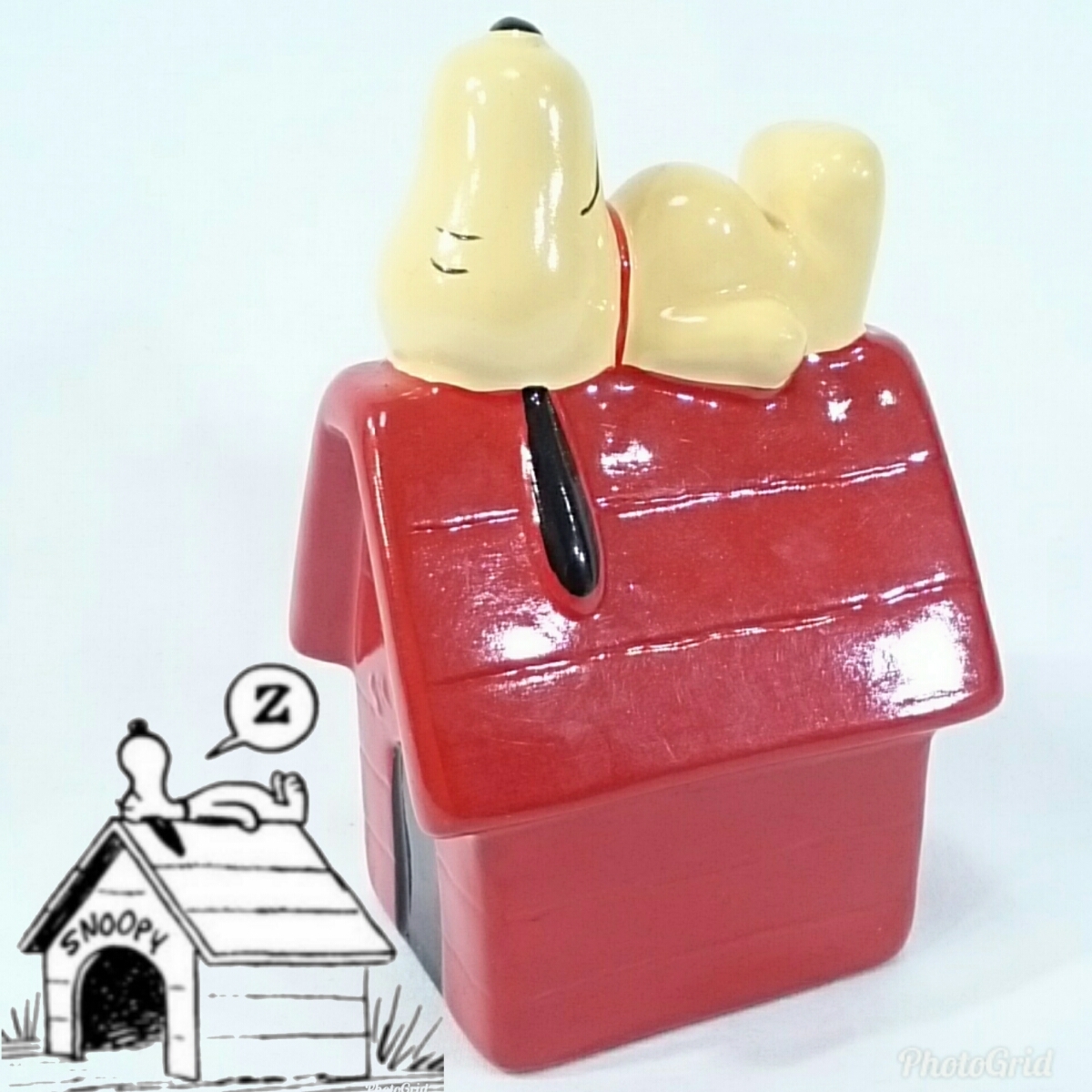  not for sale retro 15×9cm[PEANUTS/ Peanuts SNOOPY/ Snoopy ×NISSAY/nisei] ceramics made savings box house BANK Vintage Vintage 