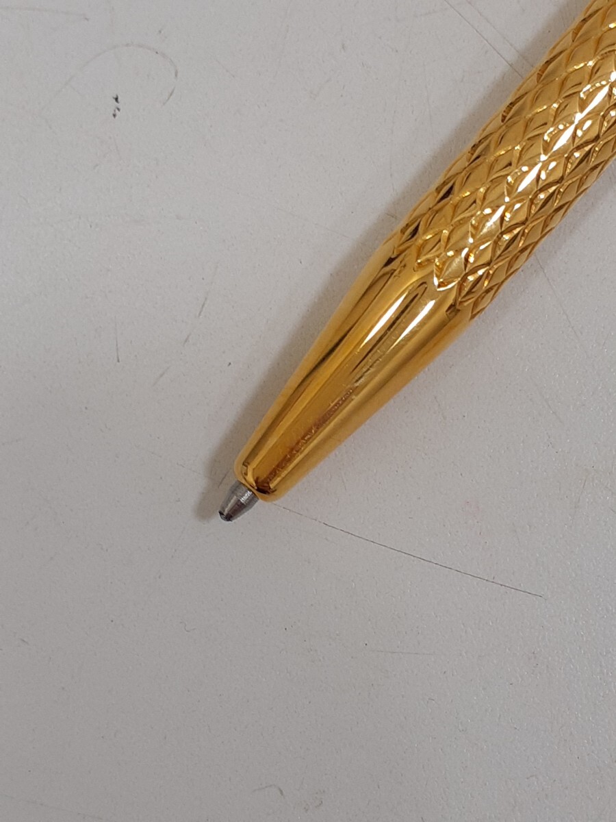 デュポン S.T.Dupont ツイスト 回転式 ボールペン 5F1BE16 ゴールドカラー スリムデザイン ケース付き インク切れ 筆記用具の画像4