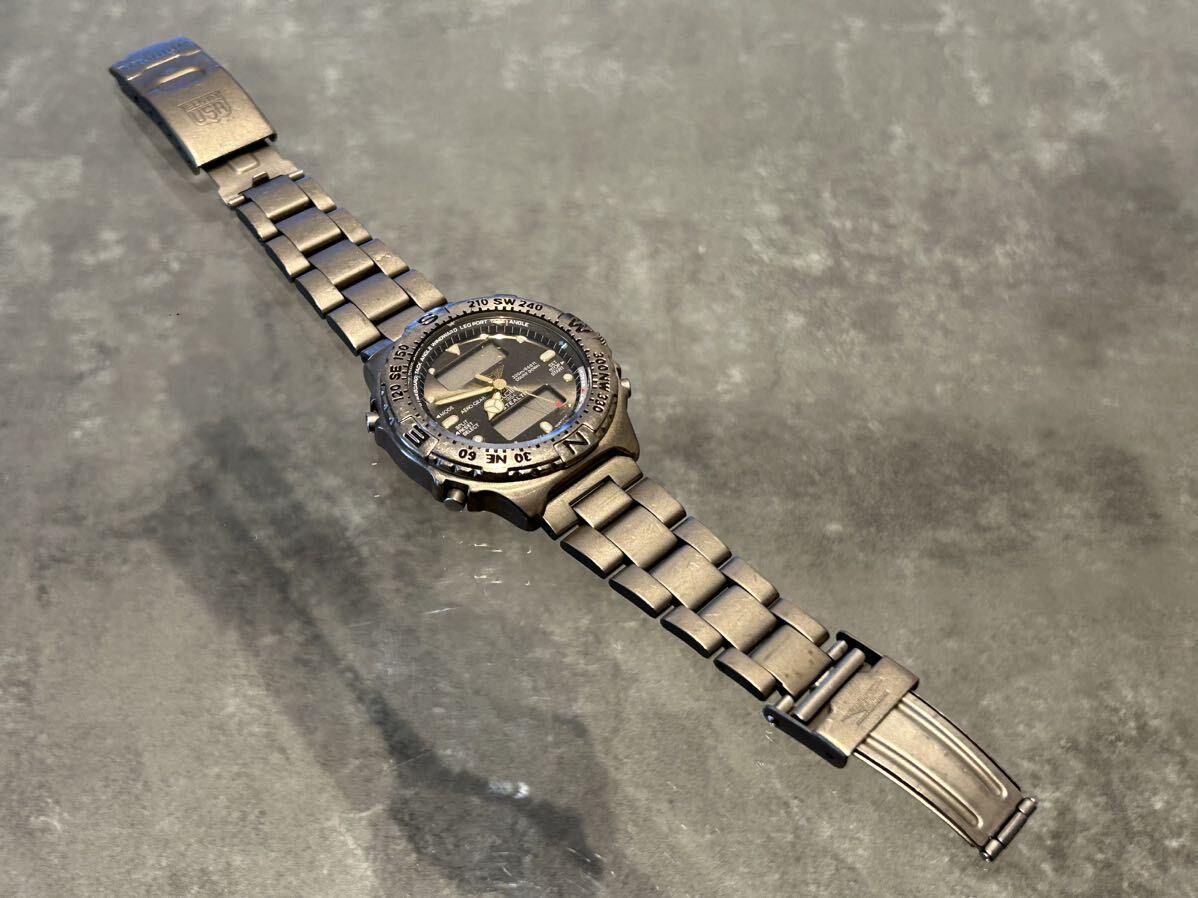 ELGIN エルジン FK-1009-TL-LI クォーツ QZ 3針 アナログ 腕時計 チタン 純正ベルト難あり ヴィンテージ 中古 現状品の画像3