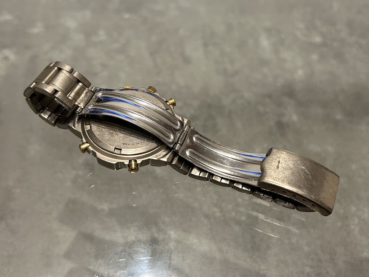 SEIKO Seiko ALBA Alba EPSILON Epsilon Y182-6A80 alarm chronograph Date titanium quartz men's wristwatch present condition goods 
