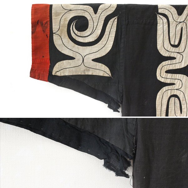 【TAKIYA】7250『 アイヌ民族衣装 カパラミプ』 白布切抜文衣 木綿 刺繍 antique kimono textile 民藝 北海道 古美術 時代の画像5