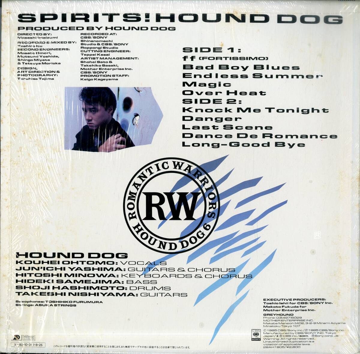A00553544/LP/HOUND DOG(ハウンドドッグ・大友康平)「Spirits ! (1985年・28AH-1905)」_画像2