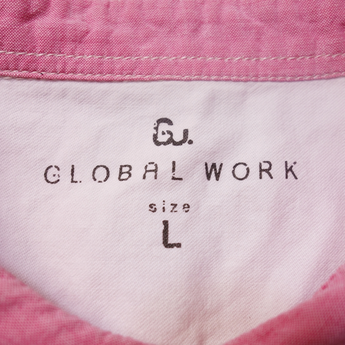 Lサイズ 長袖シャツ メンズ GLOBAL WORK 古着 ピンク LY43_画像7